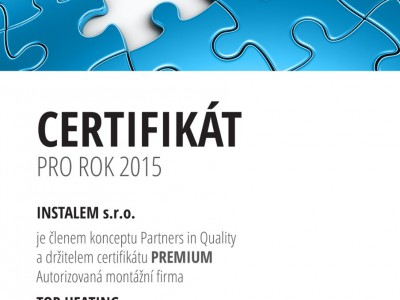 Certifikát PARTNER IN QUALITY - PREMIUM 2015