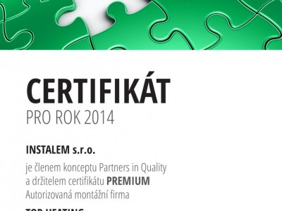 Certifikát PARTNER IN QUALITY - PREMIUM 2014